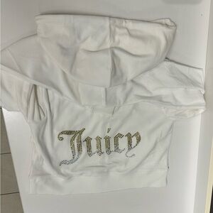 Juicy Couture Cream Velour Hoodie with Gold Accents ‘Angel’